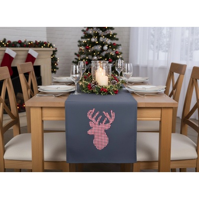 BBK Vánoční ubrus běhoun Christmas DEER šedá 35x175 cm