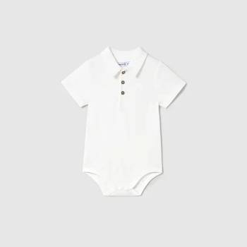 Mayoral Късо бебешко боди с яка в бял цвят за момче Mayoral