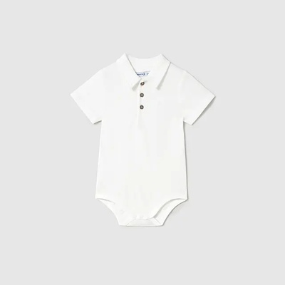 Mayoral Късо бебешко боди с яка в бял цвят за момче Mayoral