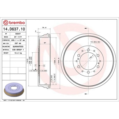 Brzdový buben BREMBO 14.D637.10 (14D63710)