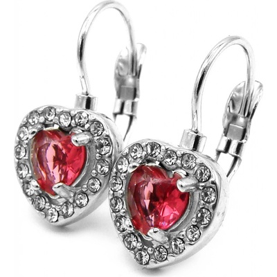 Steel Jewelry náušnice RŮŽOVÉ SRDCE chirurgická ocel NS231187