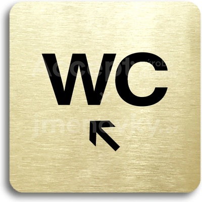 ACCEPT Piktogram WC vlevo nahoru - zlatá tabulka - černý tisk bez rámečku