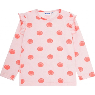 Winkiki kids Wear dívčí tričko s dlouhým rukávem Puntík světle růžová