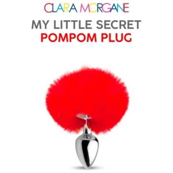 Clara Morgane Малък метален анален разширител с пухкав край My Little Secret Pompon червен