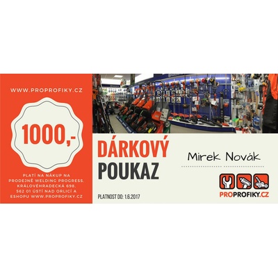Ostatní Dárkový poukaz v hodnotě 1000 Kč