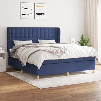vidaXL Боксспринг легло с матрак, синьо, 160x200 см, плат (3128859)
