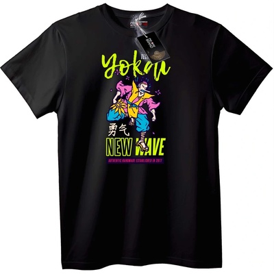 NOONEBRAND Тениска Yokai Нова Вълна Аниме - 7XL, Black