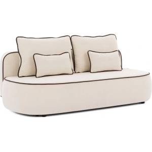 Ropez Кафяв/кремав кадифен сгъваем/с място за съхранение диван 210 cm Saga - Ropez (Saga Sofa 3os. z f. spania Soft 1 + Soft 6 [ lamówka ] ( Agmamito ) Standard)