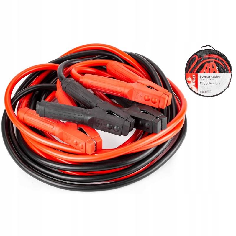 Câbles De Démarrage AMiO 6m 1800A – Puissants Pour Voiture Essence & Diesel Avec Étui De Rangement