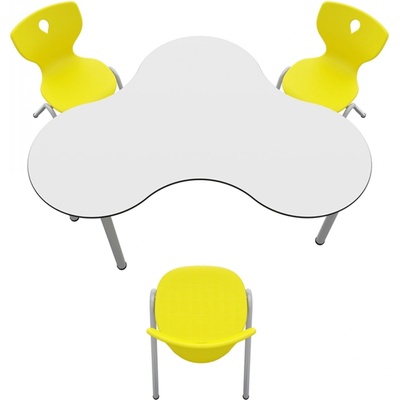 RFG Ученическа маса RFG Puzzle, бял HPL плот, височина 68 cm, от I до IV клас, метални крака