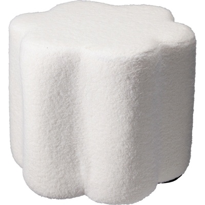 Home Styling Collection Taburet květina YORE plyšový potah beránek 34 x 34 x 29 cm bílý