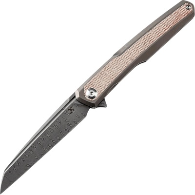 Kansept Arcus Damascus, Titanium + Brown Micarta K1046D1