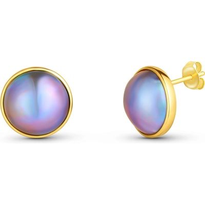 JwL Luxury Pearls Luxusní pozlacené náušnice z pravých perel Mabe JL0831