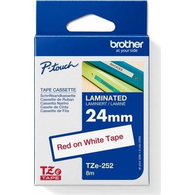 Páska BROTHER TZ252 Red On White Tape (24mm)