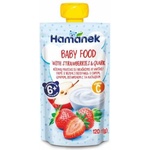 Hamanek Бeбешко пюре Hamanek - Пауч с ягоди и кварк, 120 g (8595139783952) - baby
