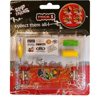 Grip & Tricks Играчка за пръсти long board, червен, с емоджита (gt-f-lb-red)