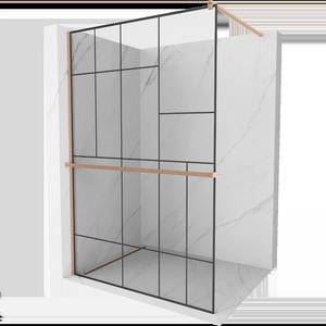 Mexen Kioto+ душ кабина с рафт Walk-in 80 x 200 cm, черен модел, четкана мед - 800-080-121-65-78 (800-080-121-65-78)