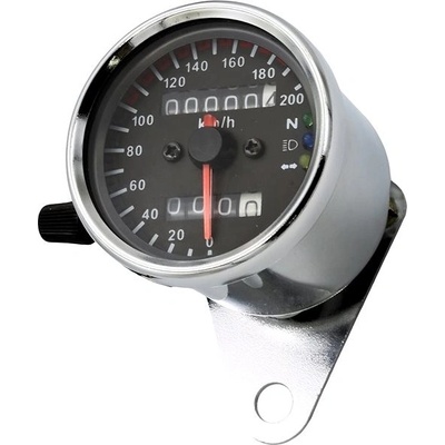 M-Style mechanický analógový tachometer na motocykel retro 200 chrom