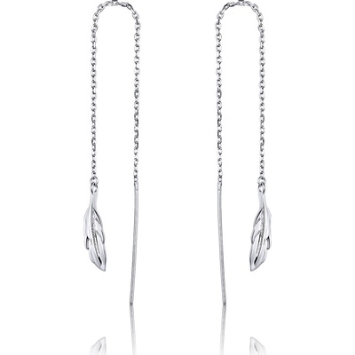 Emporial strieborné dlhé retiazkové náušnice poletujúce lístky SCE786