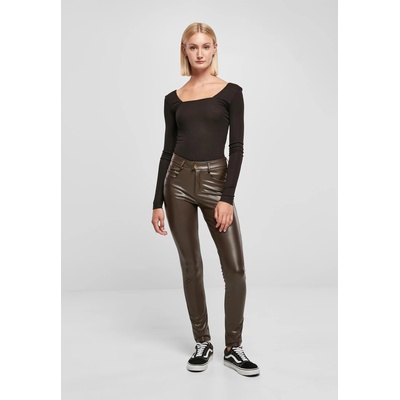 Urban Classics Дамски кожен панталон в кафяв цвят Urban Classics Ladies Leather PantsUB-TB5455-00075 - Кафяв, размер 28
