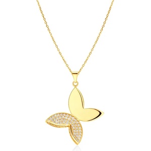 SAVICKI Колие с пеперуда, злато 585, бели диаманти, 0.38К, 45 см