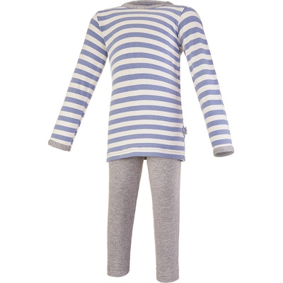 Little Angel Pyžamo DR smyk Outlast® pruh modrý šedý melír