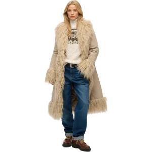 SUPERDRY Палто Superdry Long Afghan coat - Beige (Taupe)