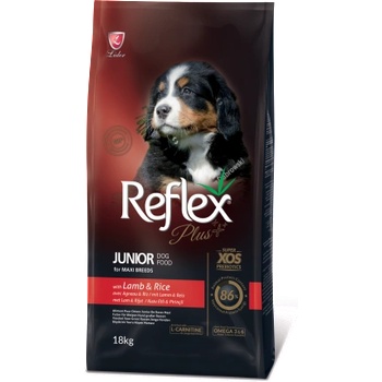 Lider Pet Food *Промоция 15+3кг* Reflex Plus Junior Maxi Breeds Lamb and Rice 15kg - Пълоценна храна за подрастващи кучета с агнешко и ориз от средни и едри породи 15 кг