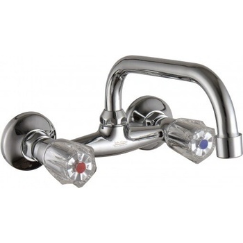 Месингов смесител ДУНАВ icf 5018718 7120 - стенен, хром, двойни ръкохватки (icf 5018718 7120)