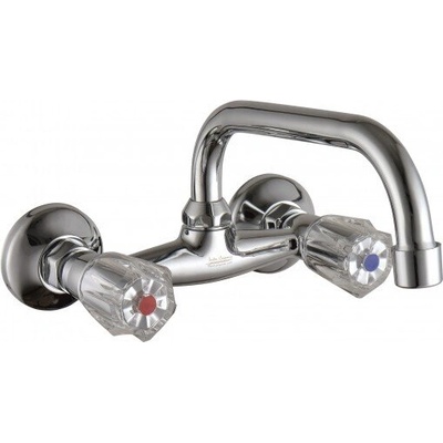 Месингов смесител ДУНАВ icf 5018718 7120 - стенен, хром, двойни ръкохватки (icf 5018718 7120)