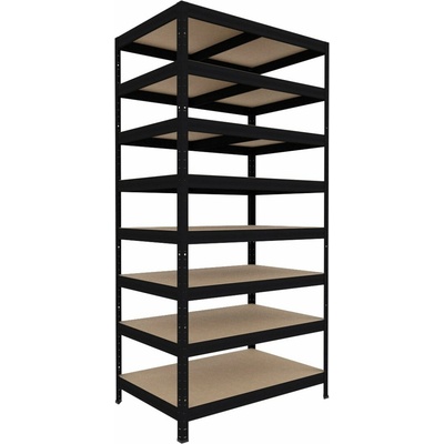 Biedrax Regál do technickej miestnosti 60 x 75 x 210 cm, čierny, 8 políc MDF, 200 kg na policu