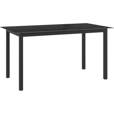 Градинска маса, черна, 150x90x74 см, алуминий и стъкло
