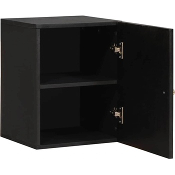 vidaXL Стенен шкаф с врата Черно 38 x 33 x 48 см Солидно мангово дърво (4018828)