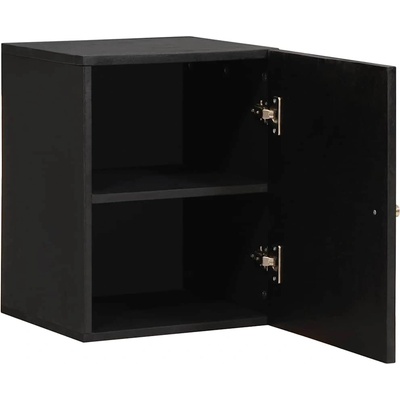 vidaXL Стенен шкаф с врата Черно 38 x 33 x 48 см Солидно мангово дърво (4018828)