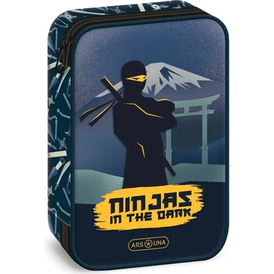 Ars Una Ученически несесер с един цип на две нива Ars Una Ninjas in the Dark (5457)