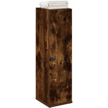 vidaXL Шкаф за баня с държач за ролки, опушен дъб, 20, 5x22x72 см (858519)