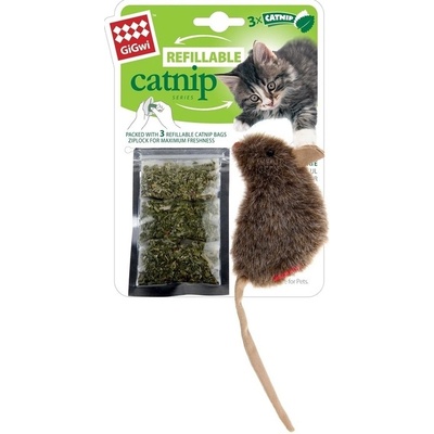 GIGWI Hračka pro kočky myška se sáčky s catnipem 3ks 16 x 7 x 2,5 cm – Zboží Dáma