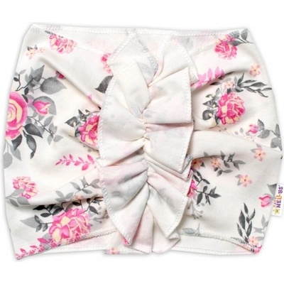 Baby Nellys bavlnená čelenka turban New Rosses smotanová