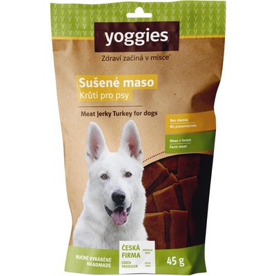 Yoggies Sušené krůtí maso pro psy proužky 45 g