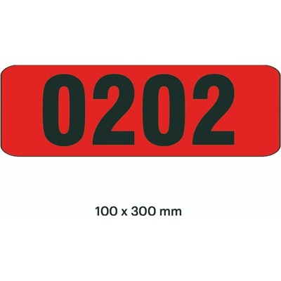 Samolepicí značení skladovacích míst – polykarbonát, červeno-bílá, 300×100 mm