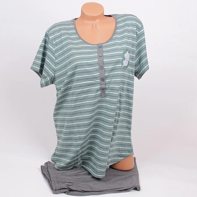 Макси дамска пижама в сиво на райе