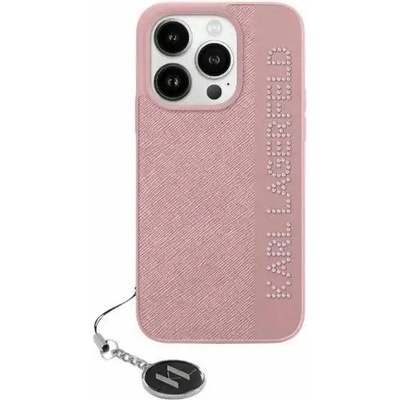 KARL LAGERFELD Кейс Karl Lagerfeld Saffiano Rhinestones & Charm за iPhone 15 Pro, розов (3666339258122)