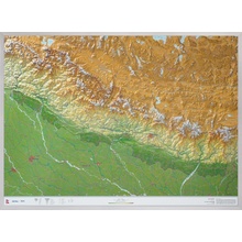 Georelief Nepál - plastická mapa 80 x 60 cm Varianta: bez rámu, Provedení: plastická mapa