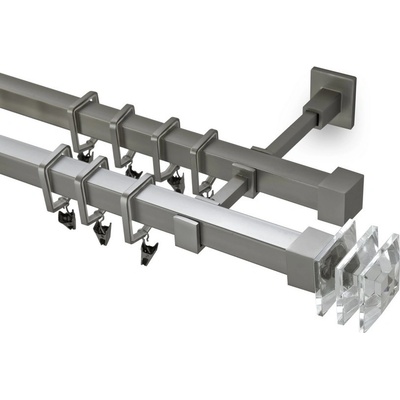 HEBR Garnýž Crystal matná stříbrná dvojitá 120 cm