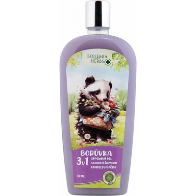 Bohemia Gifts Herbs Blueberry 3v1 sprchový gél, šampón a pena do kúpeľa pre deti 500 ml