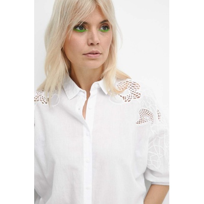 MEDICINE Памучна риза Medicine дамска в бяло със стандартна кройка с класическа яка (RW23.KDD875)
