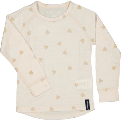 Merino triko dětské dlouhý rukáv Geggamoja Beige heart