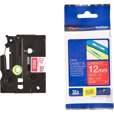 Brother Originální páska TZE-435 12 mm bílý tisk na červeném podkladu