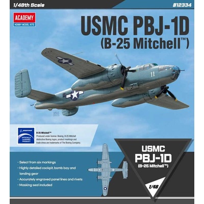 Academy Model Kit lietadlo 12334 USMC PBJ1D B25 Mitchell 1:48