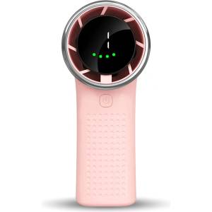 Techsuit - Премиум мини ръчен вентилатор (A8) - с LED дигитален дисплей, USB-C презареждаем, 5 скорости на вятъра, 3600mAh - розов